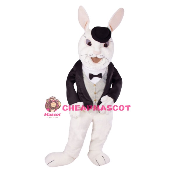 Gentleman's White Rabbit Mascot Costume