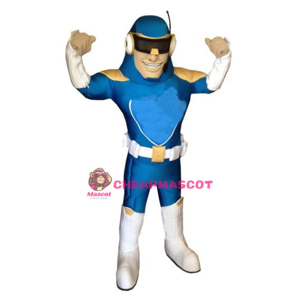 Happy Lightweight Blue Captain Mascot Costume