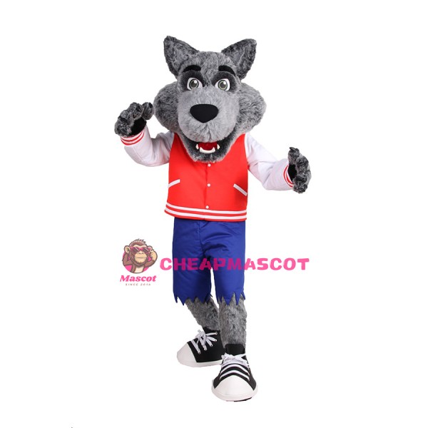Friendly College Wolf Mascot Costume