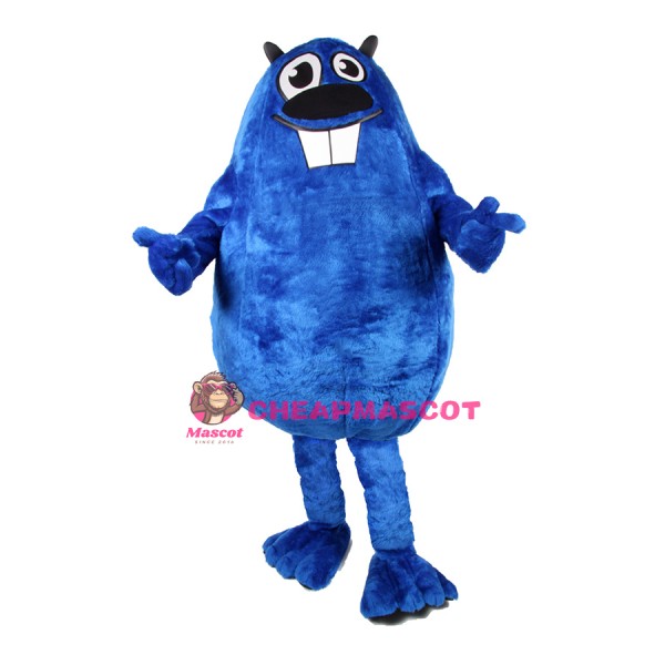Cute Blue Beaver Mascot Costume