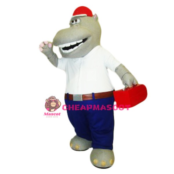Industrious Hippo Mascot Costume