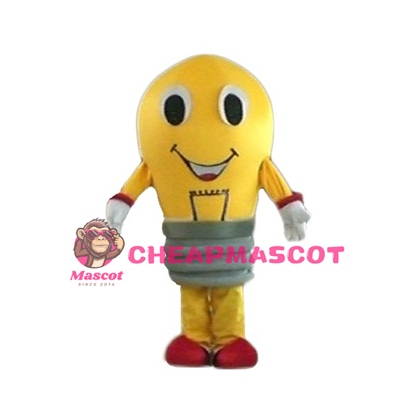 Happy Yellow Bulb Mascot Costume