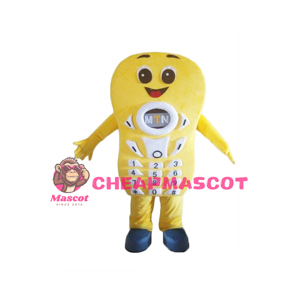 Smiling Yellow Telephone Mascot Costume
