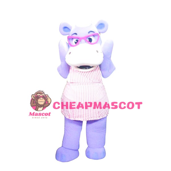 Purple Hippo Mascot Costume