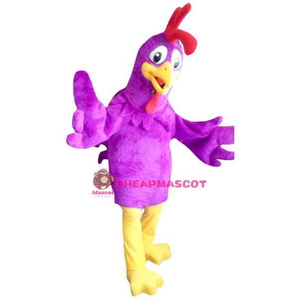 Purple Rooster Mascot Costume