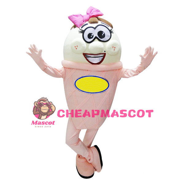 Pink & White Ice Cream Mascot Costume