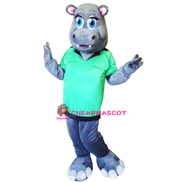 Shy Hippo Mascot Costume
