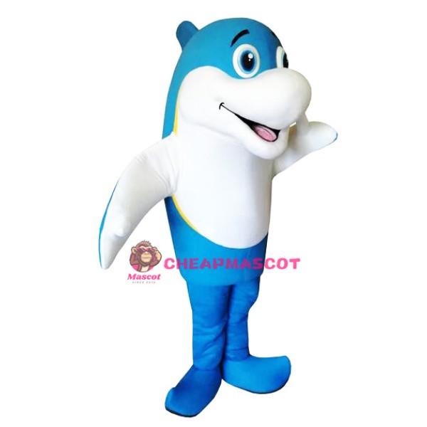 Blue & White Dolphin Mascot Costume