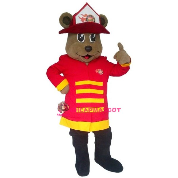 Fireman Bear Mascot Costume