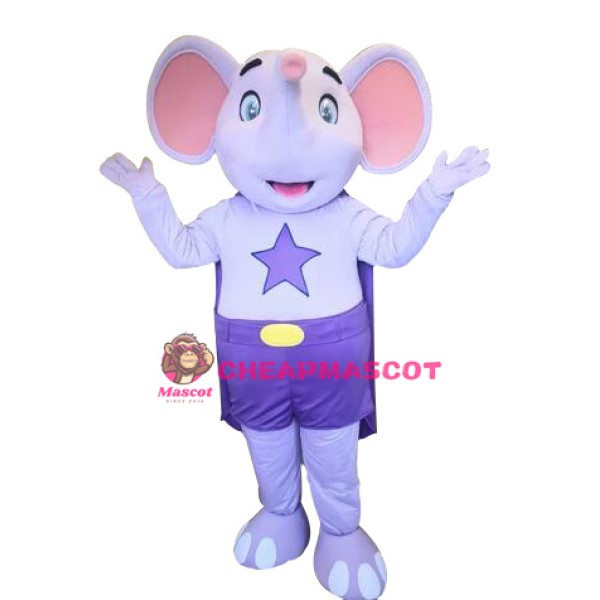 Purple Elephant Mascot Costume