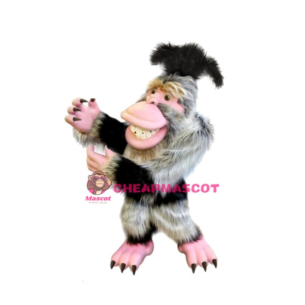 White Long Furry Monkey Mascot Costume