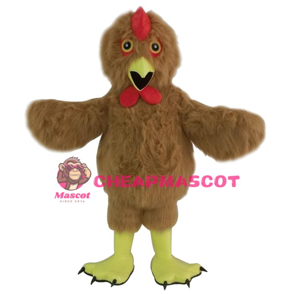 Furry Brown Chicken Mascot Costume