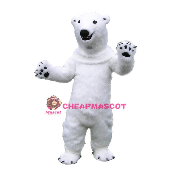 Realistic White Polar Bear Mascot Costume