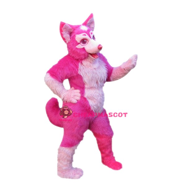 Super Cute Pink Husky Dog Mascot Costume