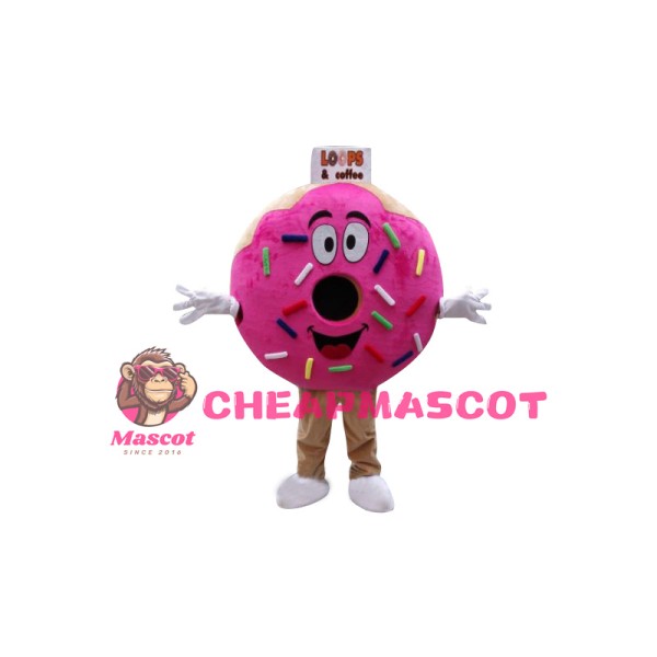 Pink Donut Mascot Costume