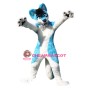 White & Blue Wolf Mascot Costume