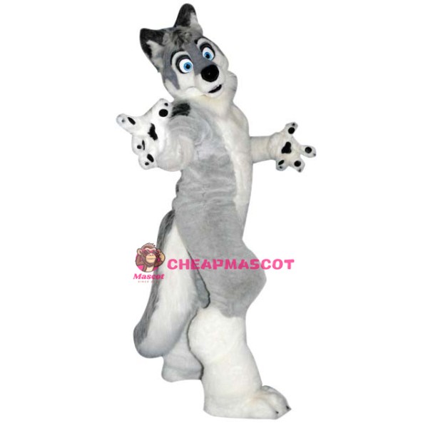 Grey & Black Wolf Mascot Costume