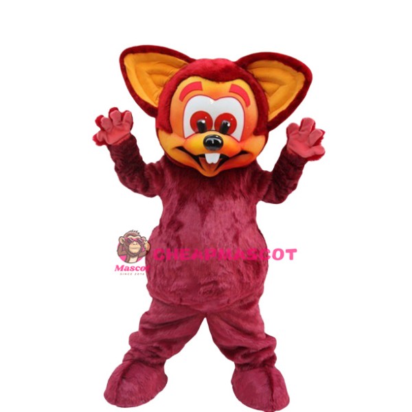 Smiling Red Mouse Mascot Costume