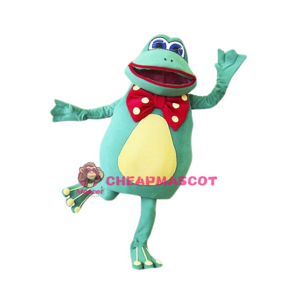Happy Green Frog Mascot Costume 