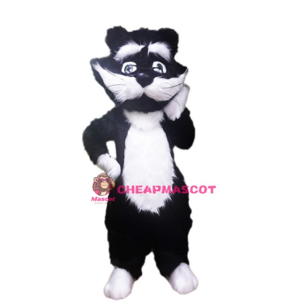 White & Black Animal Cat Mascot Costume