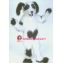 White & Black Shaggy Dog Mascot Costume