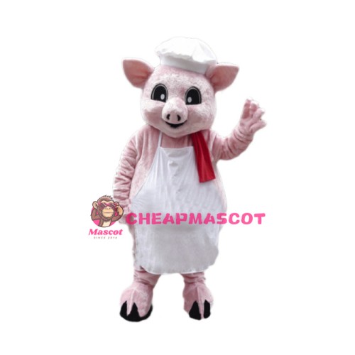 Pink Pig Chef Mascot Costume