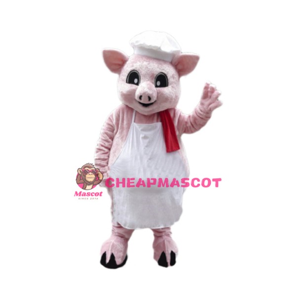 Pink Pig Chef Mascot Costume