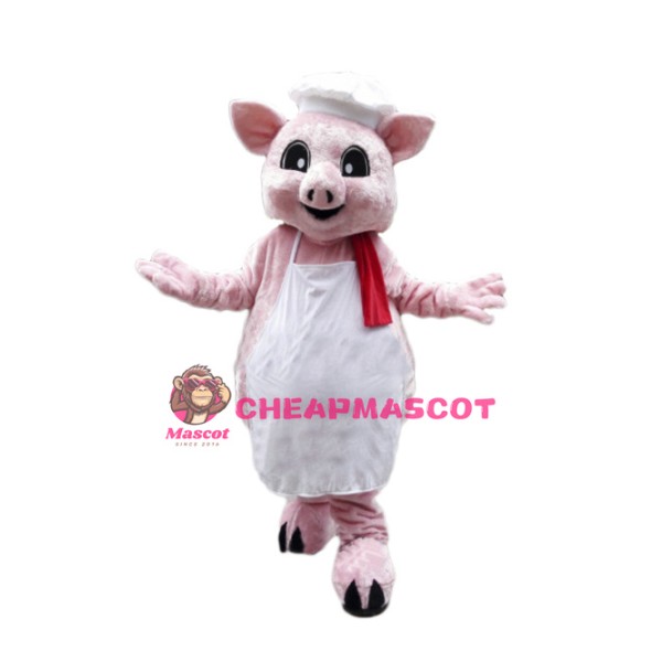 Pink Pig Chef Mascot Costume