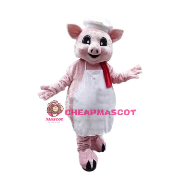 Pink Pig Chef Mascot Costume