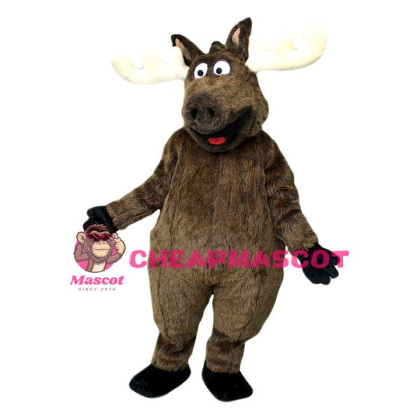 Happy Lightweight Moose Mascot Costume
