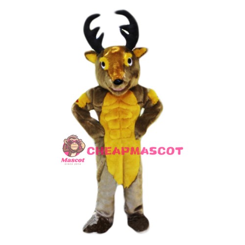 Power Muscular Deer Mascot Costume
