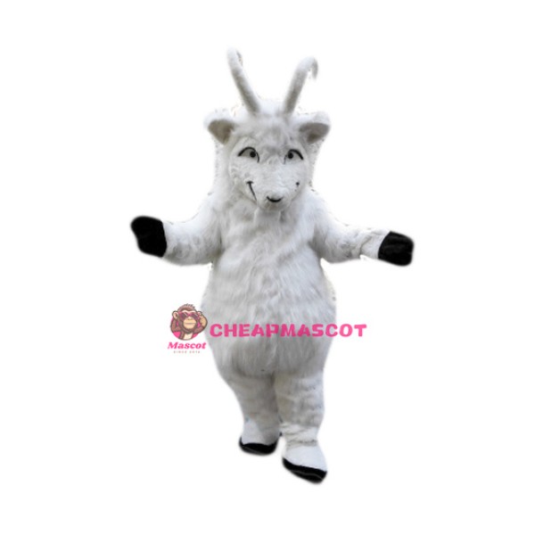 Plush White Goat Mascot Costume