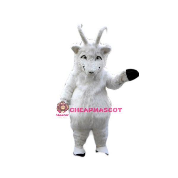 Plush White Goat Mascot Costume
