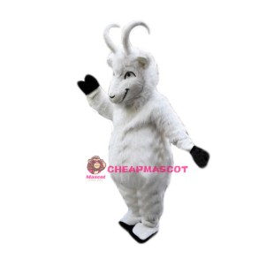 Plush White Goat Mascot Costume