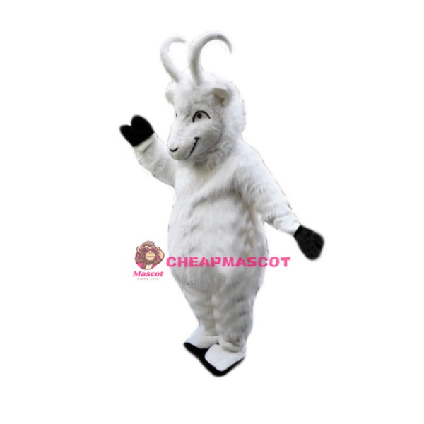 Plush White Goat Mascot Costume