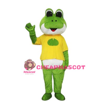 Friendly Green Frog Mascot Costume