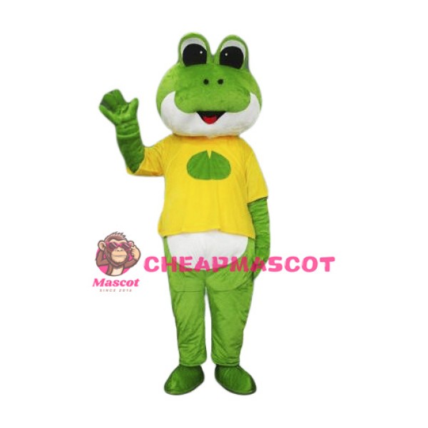 Friendly Green Frog Mascot Costume