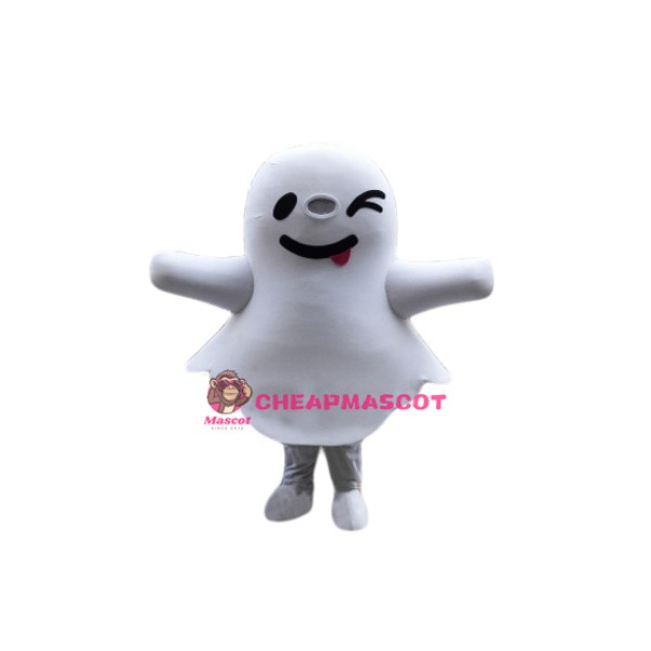 Cute White Ghost Mascot Costume