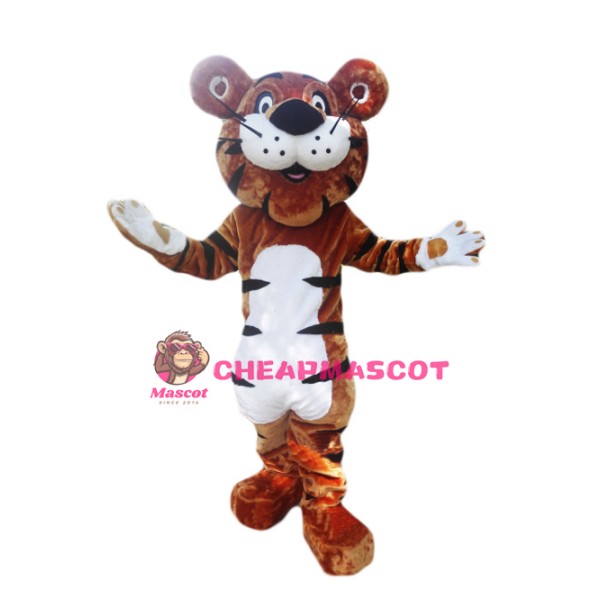 Happy Cartoon Tiger Mascot Costume