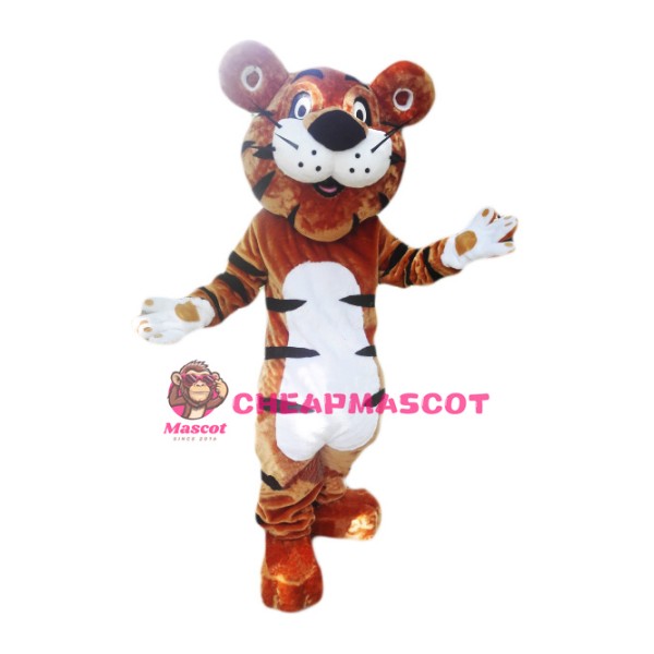 Happy Cartoon Tiger Mascot Costume