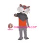 Happy Grey Cat Mascot Costume