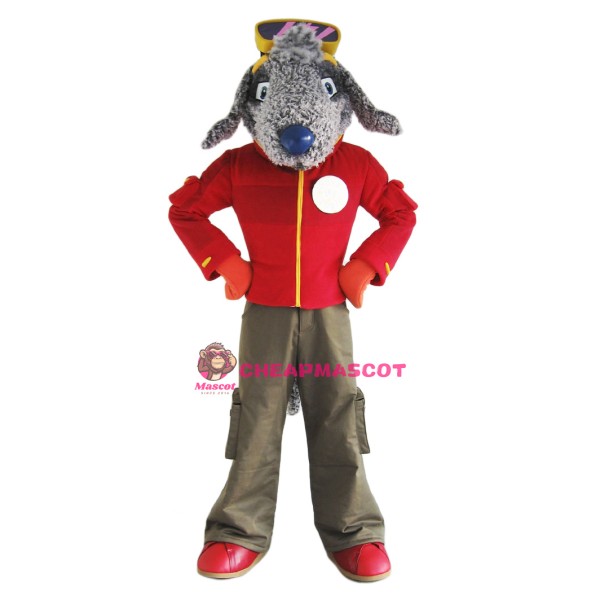 Grey Bedlington Dog Mascot Costume
