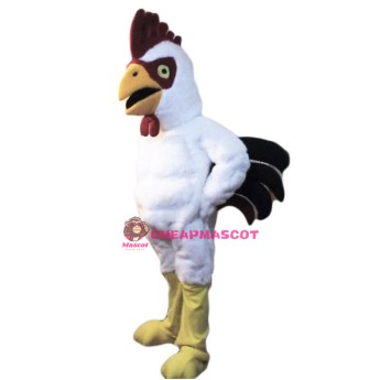 Power Muscular White Rooster Mascot Costume