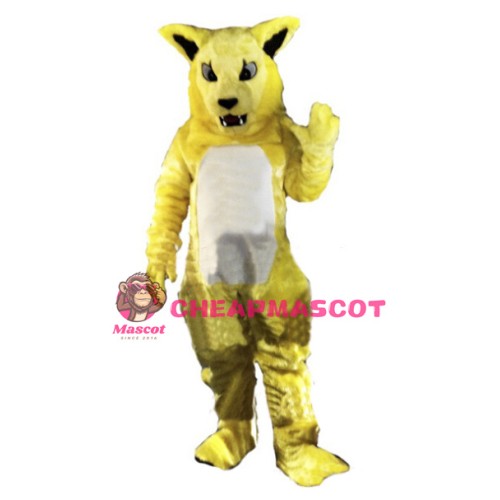 Yellow Fierce Wild Cat Mascot Costume
