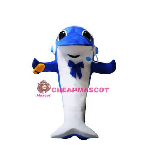 Happy Lightweight Blue Dolphin Mascot Costume