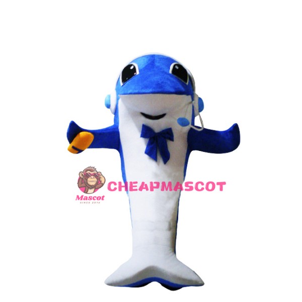 Happy Lightweight Blue Dolphin Mascot Costume