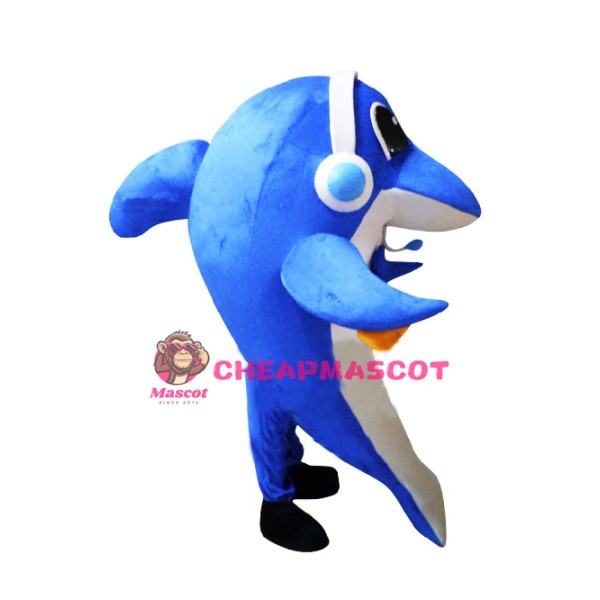 Happy Lightweight Blue Dolphin Mascot Costume