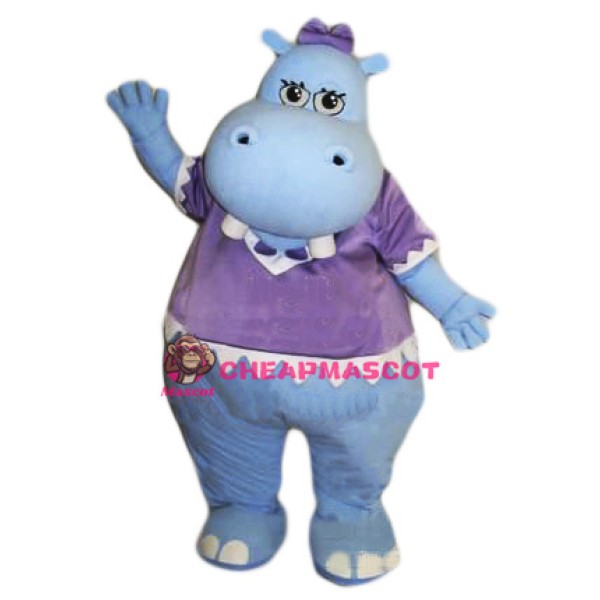 Female Blue Hippo Mascot Costume