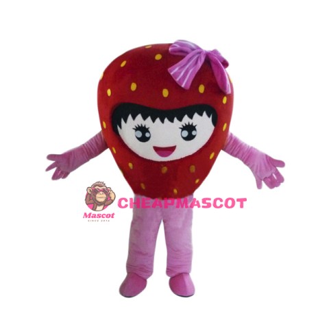 Happy Strawberry Girl Mascot Costume