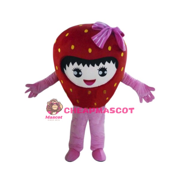 Happy Strawberry Girl Mascot Costume